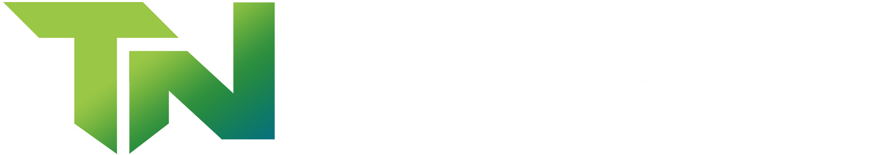 Techonova Digital Solution logo featuring an abstract green and blue flowing graphic next to a dark teal wordmark.